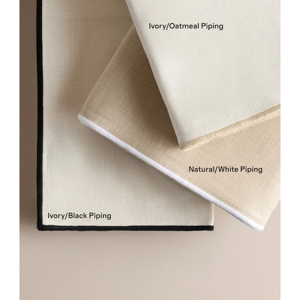 QUINCE Piped Edge Light Filtering Curtain 48x96 Ivory/Oatmeal